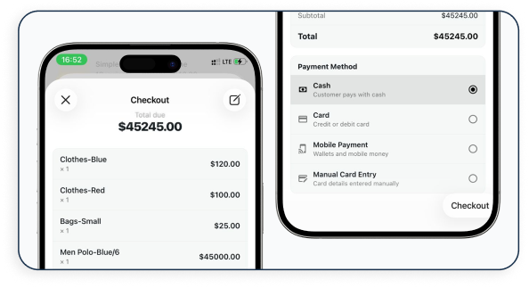 POS checkout on mobile